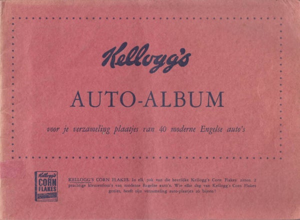 Kellogg's car card collectors album, 16 pages, Dutch, early 1950s
