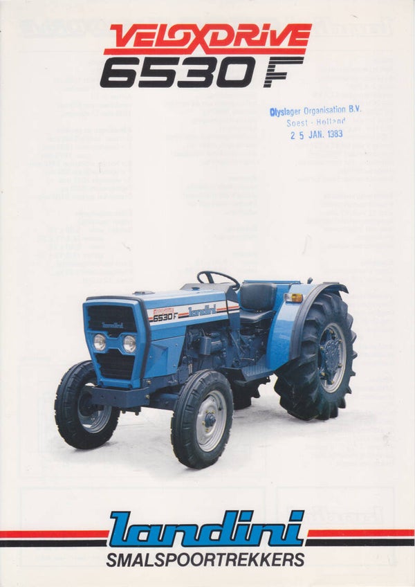 Landini Veloxdrive 6530 F tractor leaflet, 2 pages, Dutch, 1983