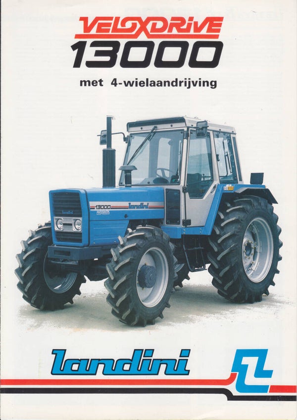 Landini Veloxdrive 13000 4WD tractor brochure, 4 pages, Dutch, 1/1985