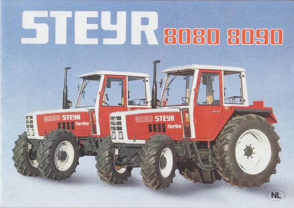Steyr 8080/8090 tractor brochure, 20 pages, Dutch, 1/1984