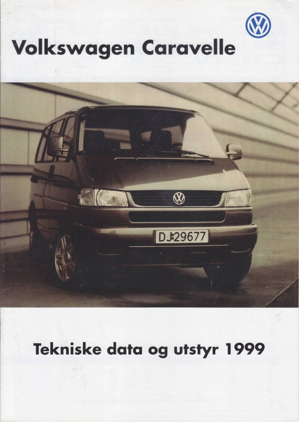 Volkswagen Caravelle techn. data & specs., sales brochure, 8 pages, Norwegian, 3/1999