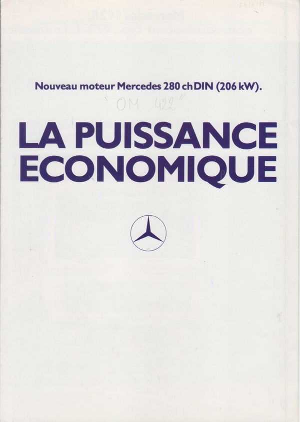 Mercedes-Benz truck engine OM 422, sales brochure, 6 pages, French, 1980