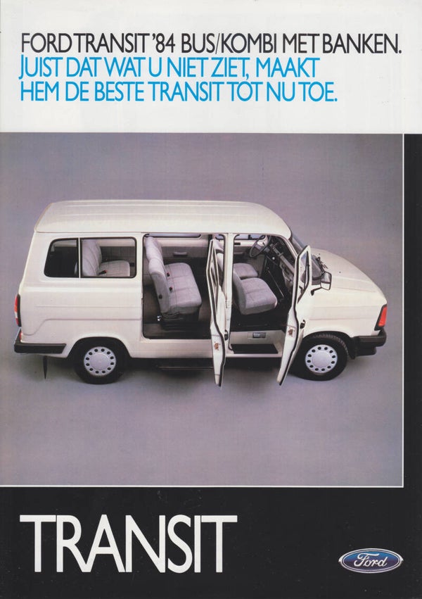 Ford Transit Bus/Kombi, sales leaflet, 2 pages, Dutch, 1984