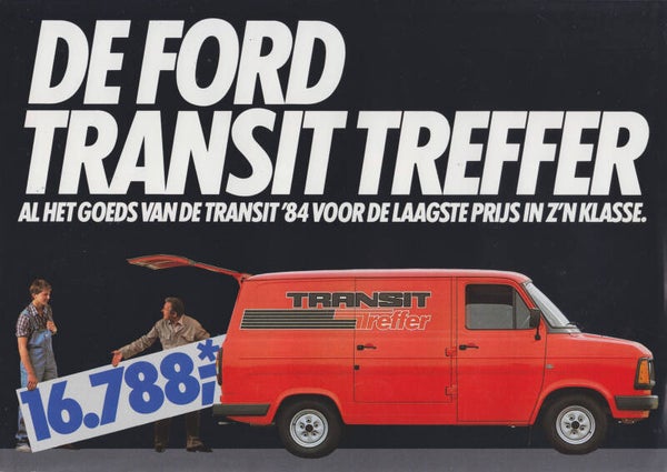 Ford Transit Van, sales folder, 4 pages, Dutch, 1984