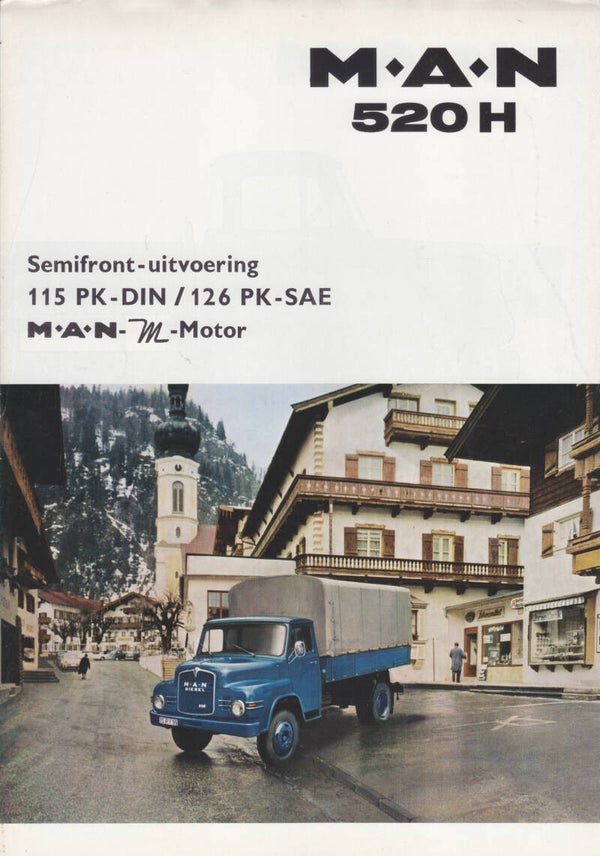 MAN 520 H truck, sales folder, 4 pages, Dutch, 3/1968