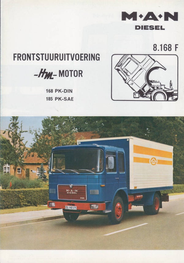 MAN 8.160 F diesel truck, sales folder, 4 pages, Dutch, c1969