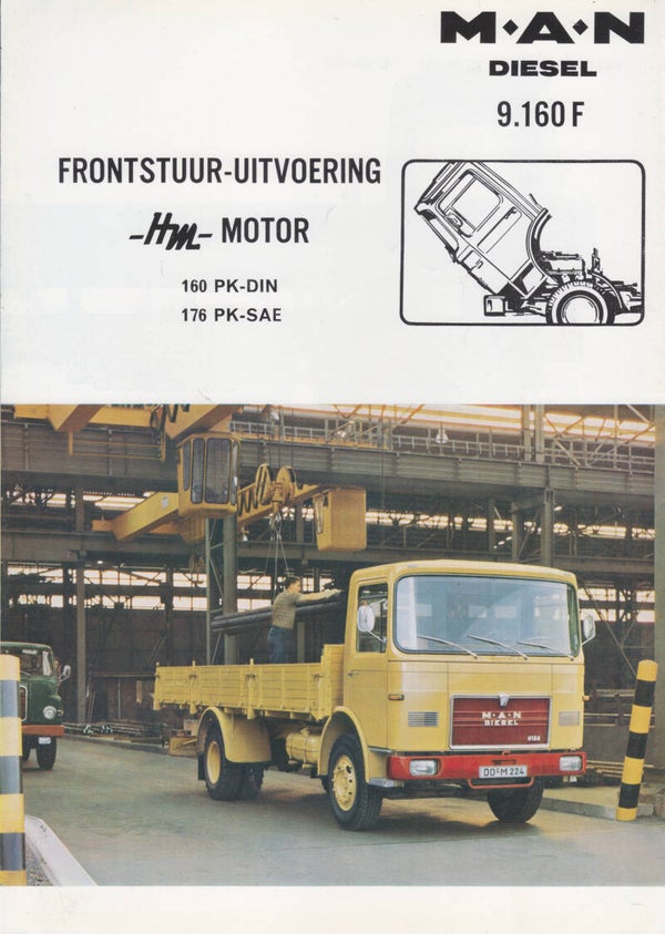 MAN 9.160 F diesel truck, sales folder, 4 pages, Dutch, c1969