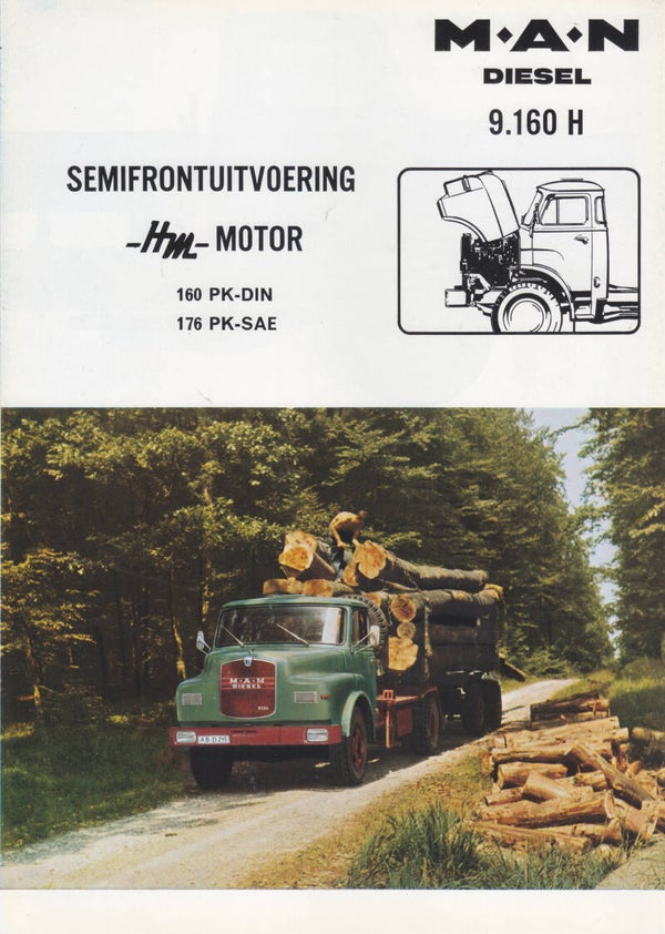 MAN 9.160 H diesel truck, sales folder, 4 pages, Dutch, c1969