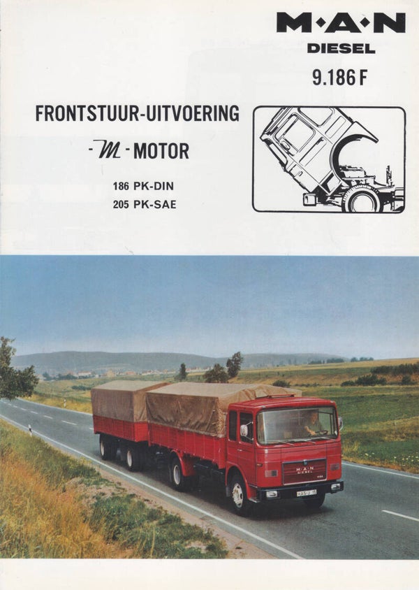 MAN 9.186 F diesel truck, sales folder, 4 pages, Dutch, c1969
