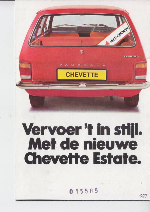 Vauxhall Chevette Estate, sales folder, 4 pages, Dutch, 1977