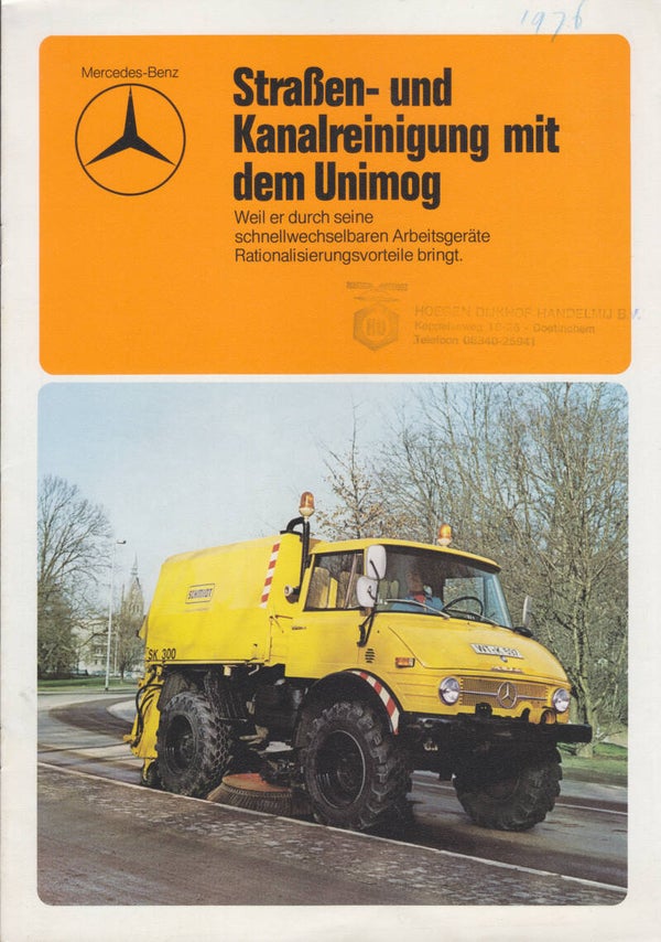 Mercedes-Benz Unimog cleaning vehicle, 8 pages, A4-size, Germany, 6/1975