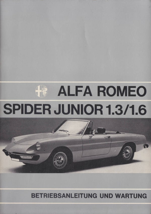 Alfa Romeo Spider Junior 1.3/1.6, owner's manual, 32 pages, German, 2/1974