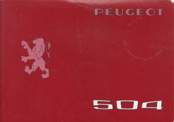 Peugeot 504 Berline, owner's manual, 76 pages, 4 languages, c1976