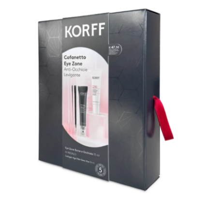 Korff Cofanetto Eye Zone Contorno Occhi Borse E Occhiaie 15ml + Collagen Age Filler Siero Viso 10ml - Trattamento Anti Occhiaie Anti Age