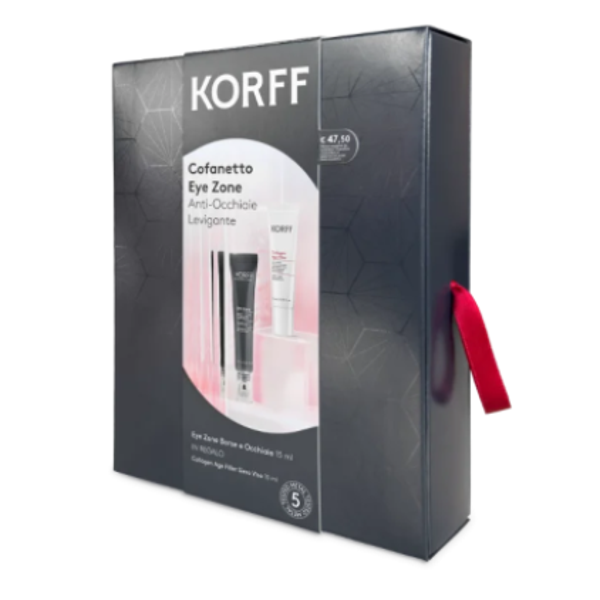 Korff Cofanetto Eye Zone Contorno Occhi Borse E Occhiaie 15ml + Collagen Age Filler Siero Viso 10ml - Trattamento Anti Occhiaie Anti Age