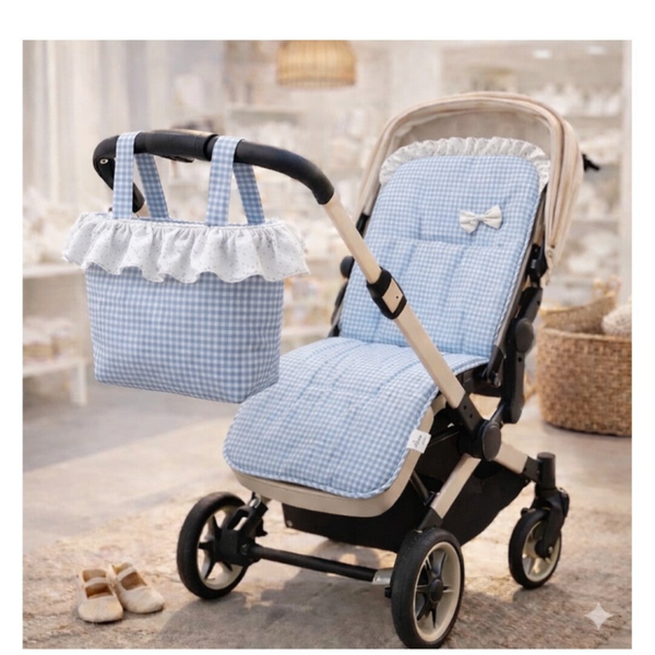 Conjunto colchoneta + bolso azul