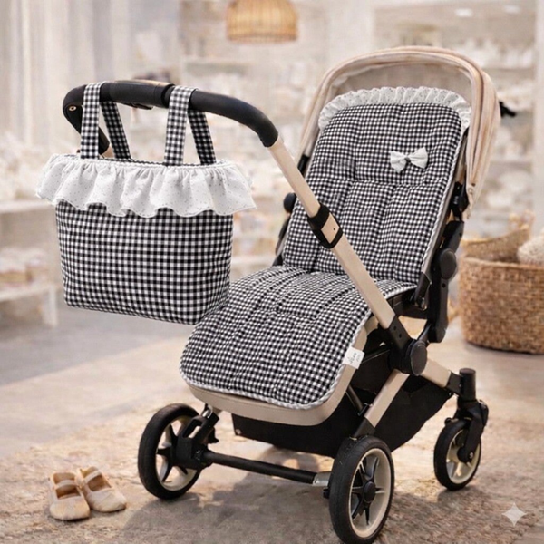 Colcha + bolso Vichy negro