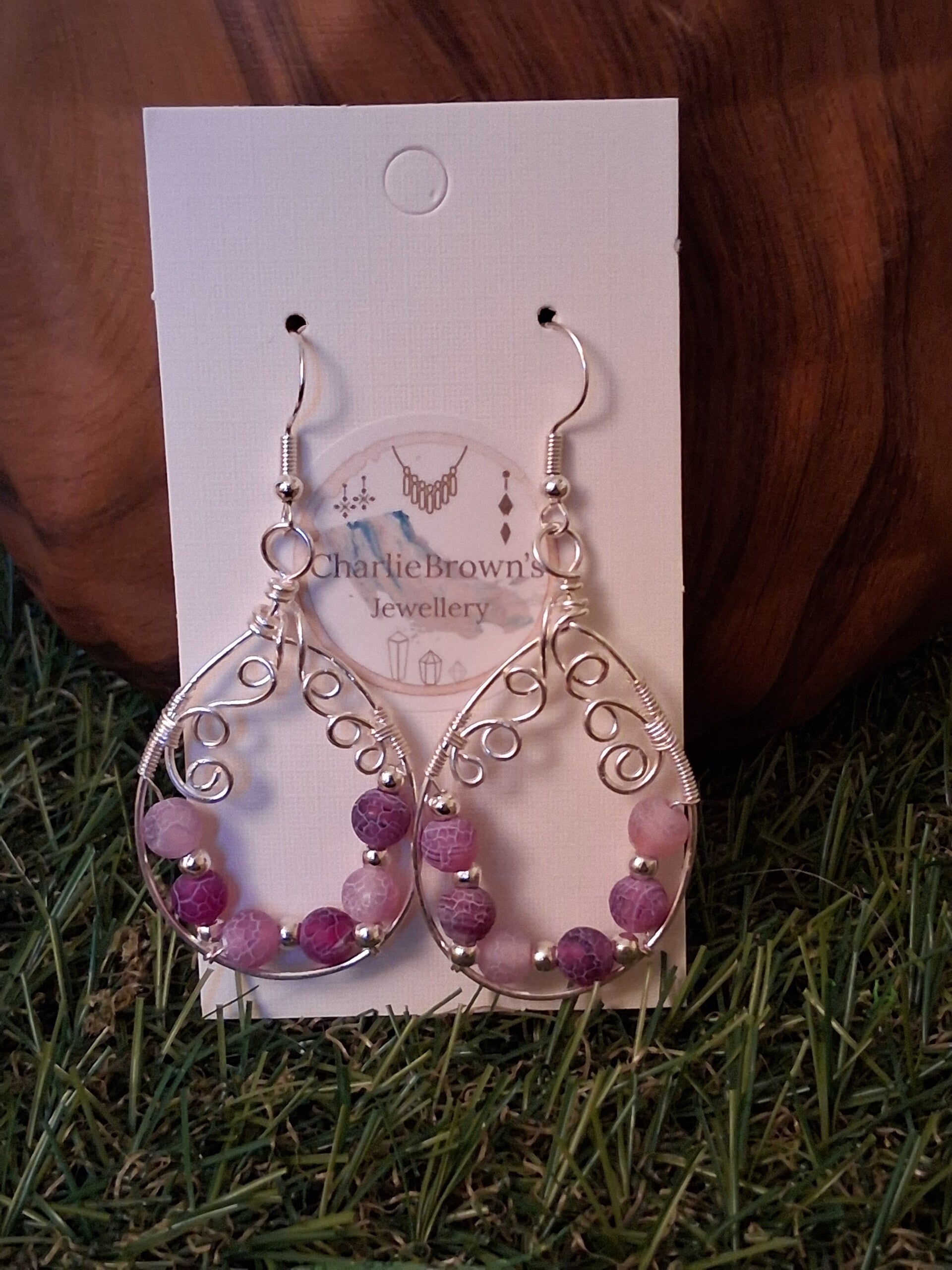 PURPLE CRACKLE DRAGONS VEIN EARRINGS