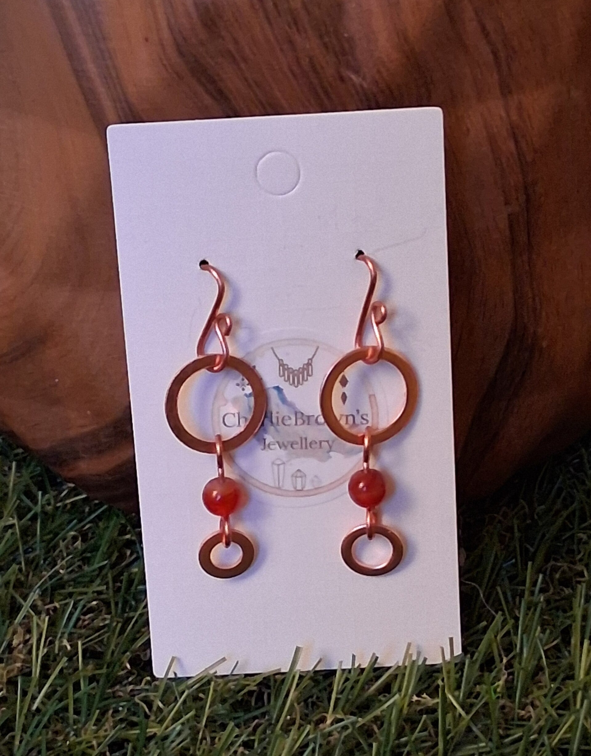 HANDMADE COPPER AND CARNELIAN EARRINGS