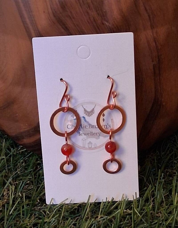 HANDMADE COPPER AND CARNELIAN EARRINGS