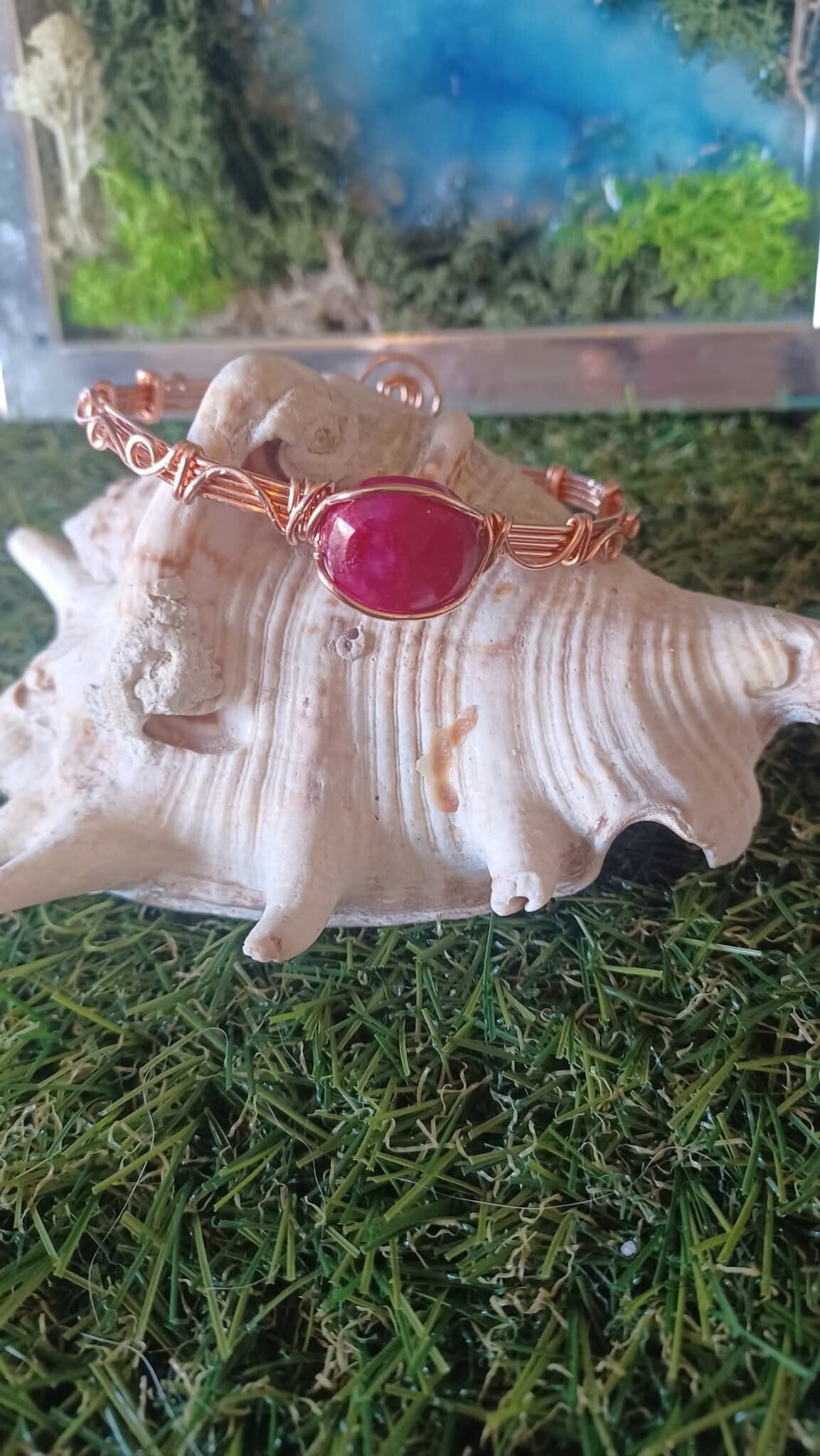 Copper & Ruby Adjustable Bangle