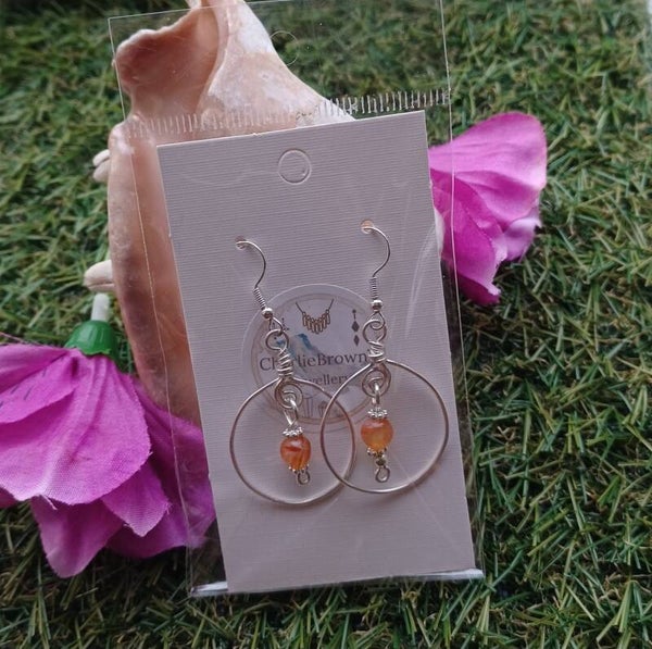 Carnelian Hoop Earrings