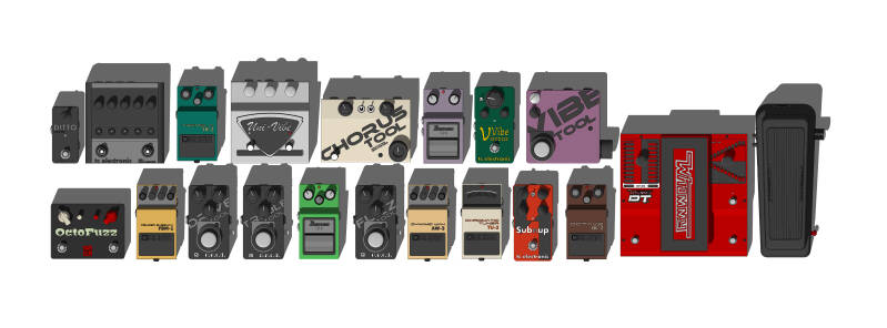 Pedal board met gitaareffecten,  ©2024EricKusters