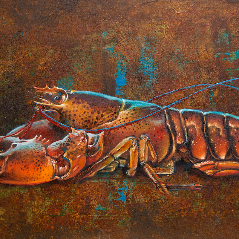 Kreeft. Schilderij met roest.