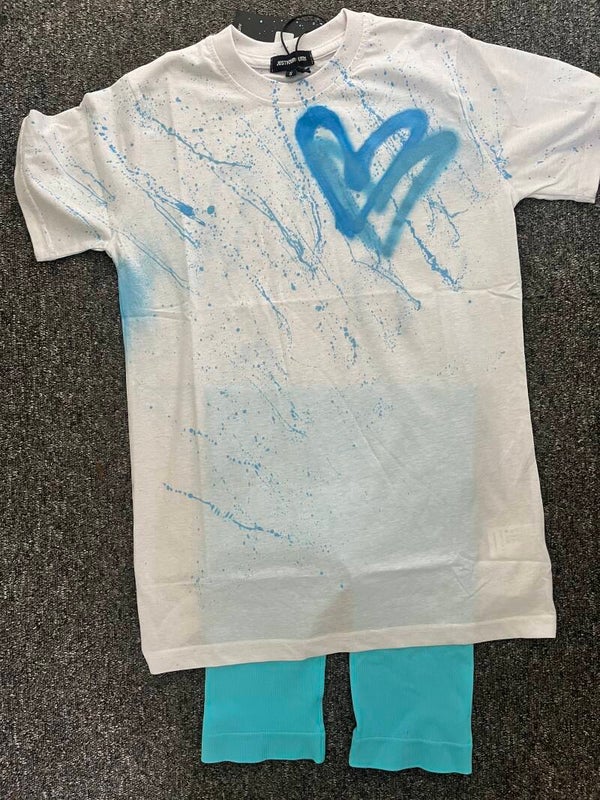 Adults Spray Paint Tee & Ribbed Shorts
