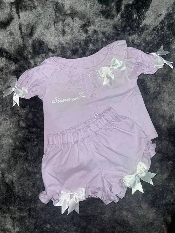 Linen Frill Blouse Set