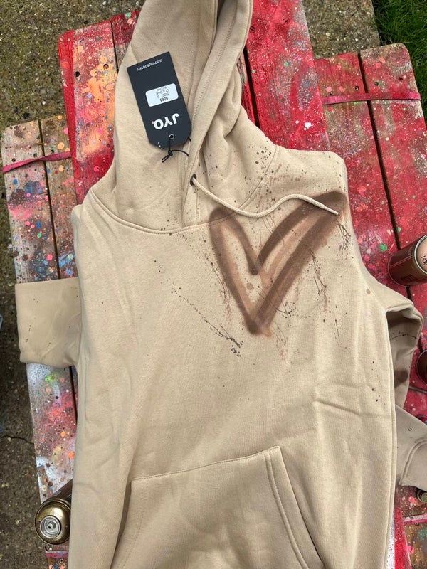 Adults Beige Spraypaint Hoodie