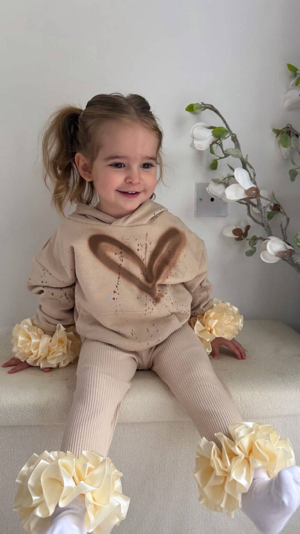 Beige Hoodie & Ribbed Leggings