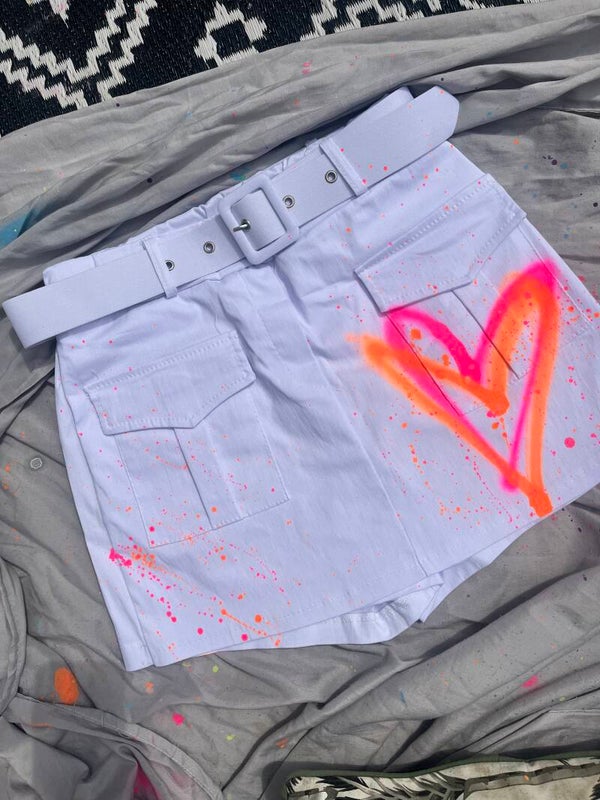 Womens White Spray Skort