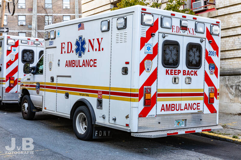 EMS 2051 - FDNY Ambulance (In response to the dramatic increase in call volume during the COVID-19 pandemic, FDNY has added 100 ambulances to its fleet. These are from South Carolina)