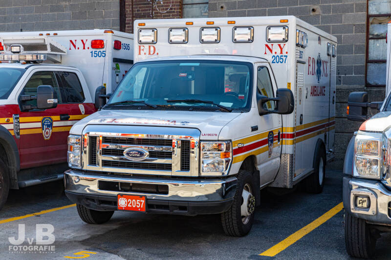 EMS 2057 - FDNY Ambulance (In response to the dramatic increase in call volume during the COVID-19 pandemic, FDNY has added 100 ambulances to its fleet. These are from South Carolina)