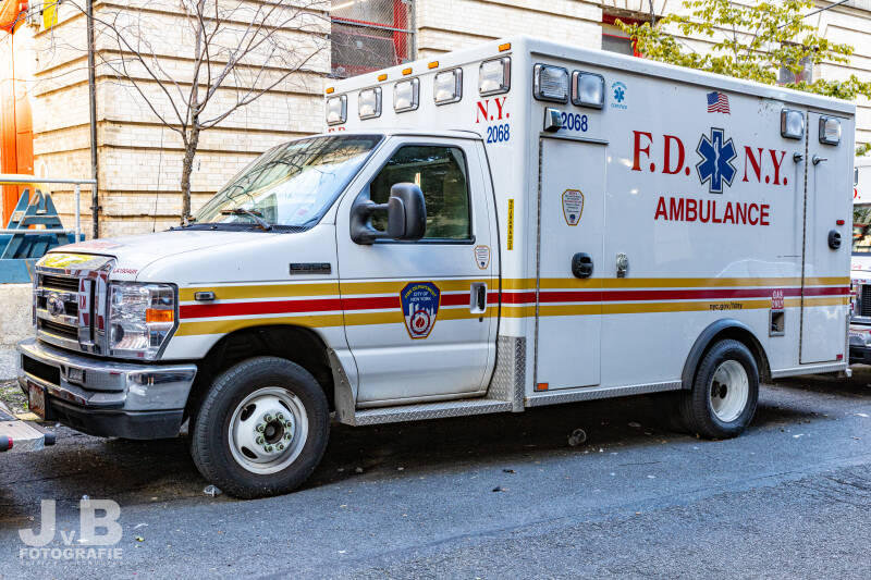 EMS 2068 - FDNY Ambulance (In response to the dramatic increase in call volume during the COVID-19 pandemic, FDNY has added 100 ambulances to its fleet. These are from South Carolina)