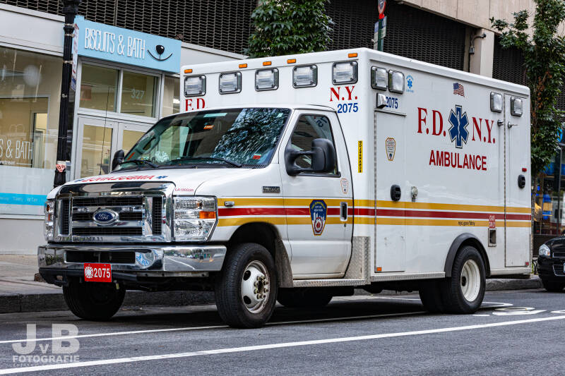 EMS 2075 - FDNY Ambulance (In response to the dramatic increase in call volume during the COVID-19 pandemic, FDNY has added 100 ambulances to its fleet. These are from South Carolina)