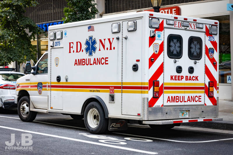 EMS 2075 - FDNY Ambulance (In response to the dramatic increase in call volume during the COVID-19 pandemic, FDNY has added 100 ambulances to its fleet. These are from South Carolina)