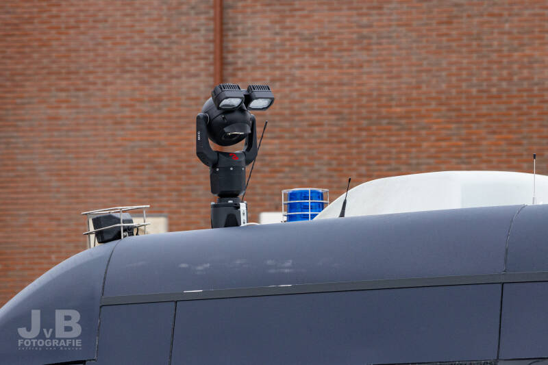 De camera-unit met licht op de bus van de Romeo dubbel nul ''R 00''.