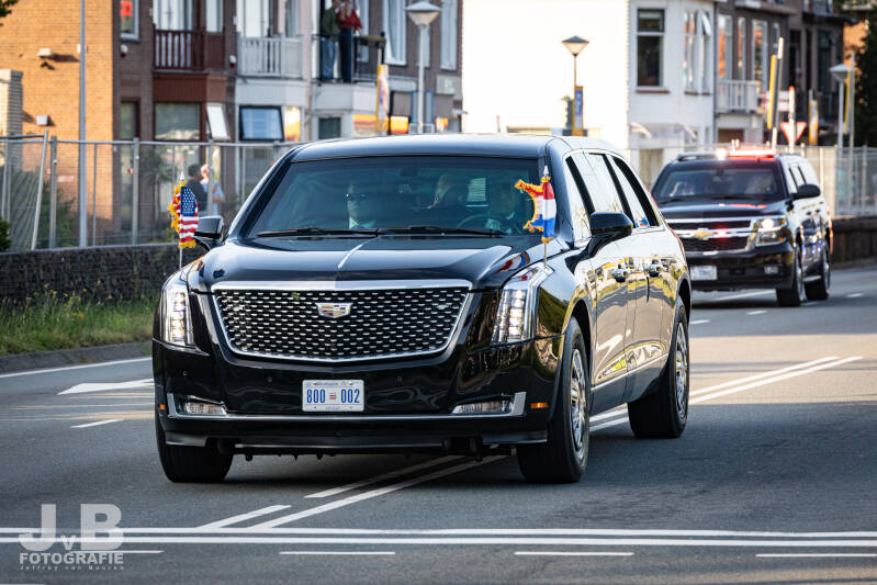 USSS Presidential Limousine ''The Beast'' with President Donald J. Trump inside to NATO Summit 2025 The Hague (NL)
