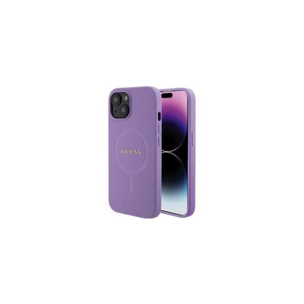 Coque Guess PU Saffiano MagSafe pour iPhone 15 Plus Violet
