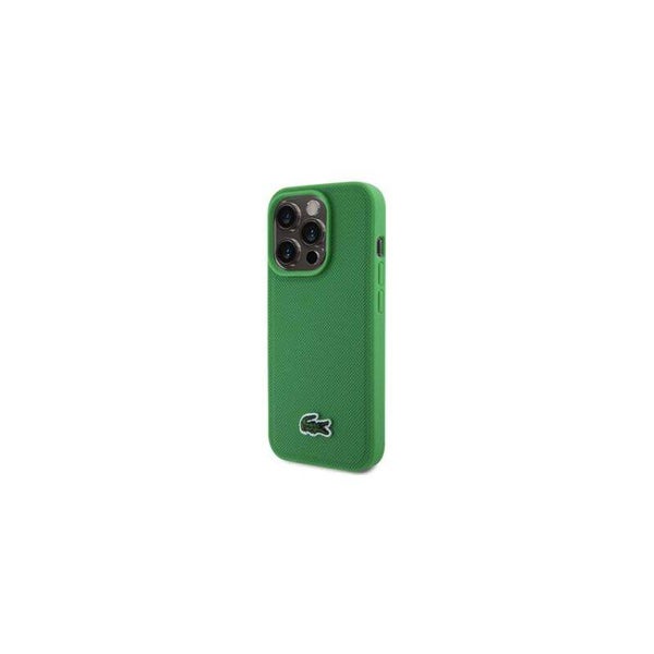 Coque MagSafe avec logo tissé Lacoste Iconic Petit Pique pour iPhone 15 Pro Max Vert