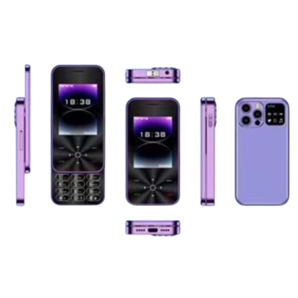 Mini Telephone Portable i18 Pro Dual Nano SIM 2+16Go 2.4‘’ Violet