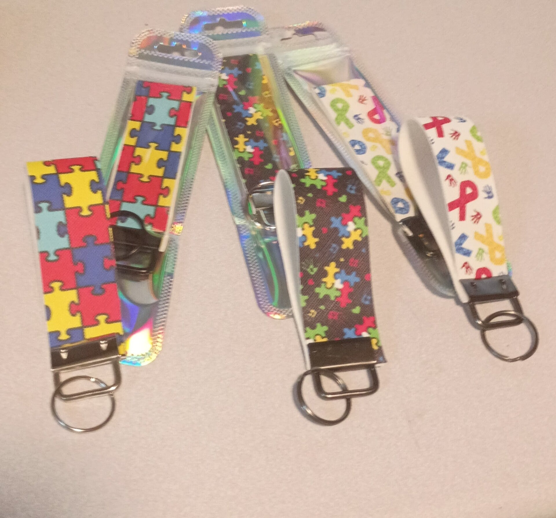 Autism awareness Faux Leather Keychains
