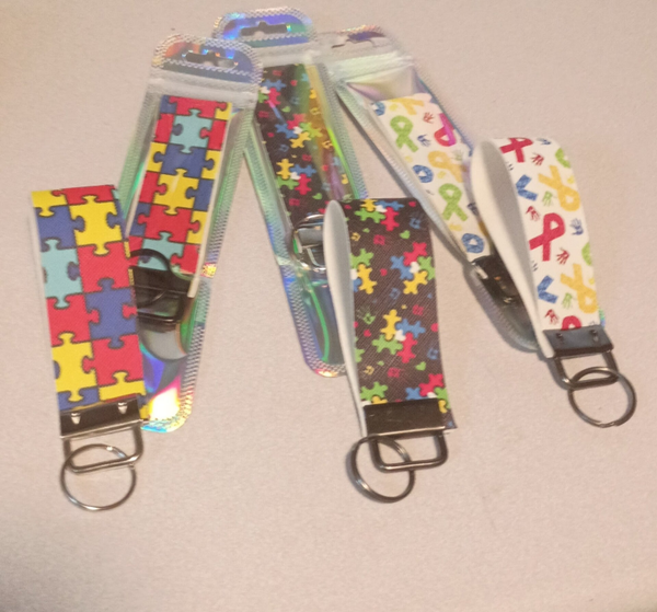 Autism awareness Faux Leather Keychains