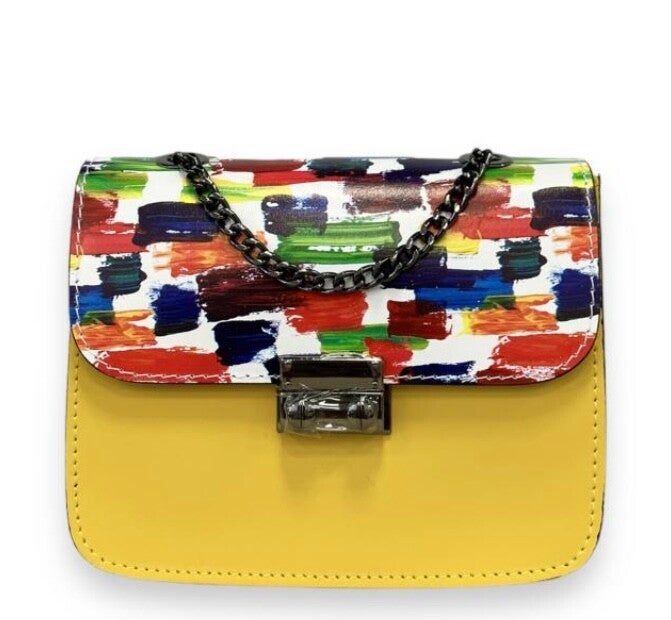 Tasje geel echt leder!