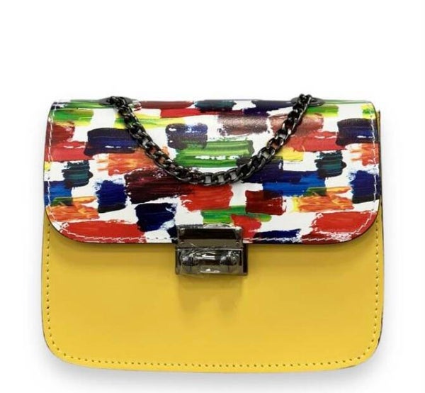 Tasje geel echt leder!