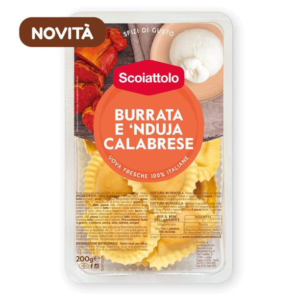 Verse pasta gevuld met burrata en nduja