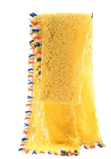 Shawl geel met franje