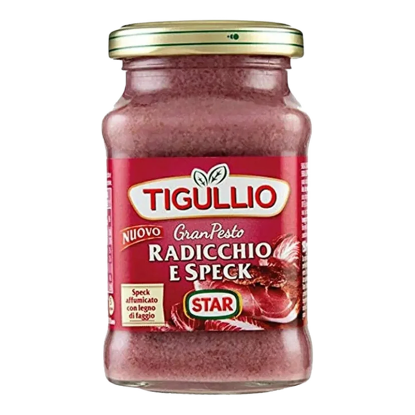 Pesto radicchio (roodlof) en speck (tiroler ham) gratis bij bestelling